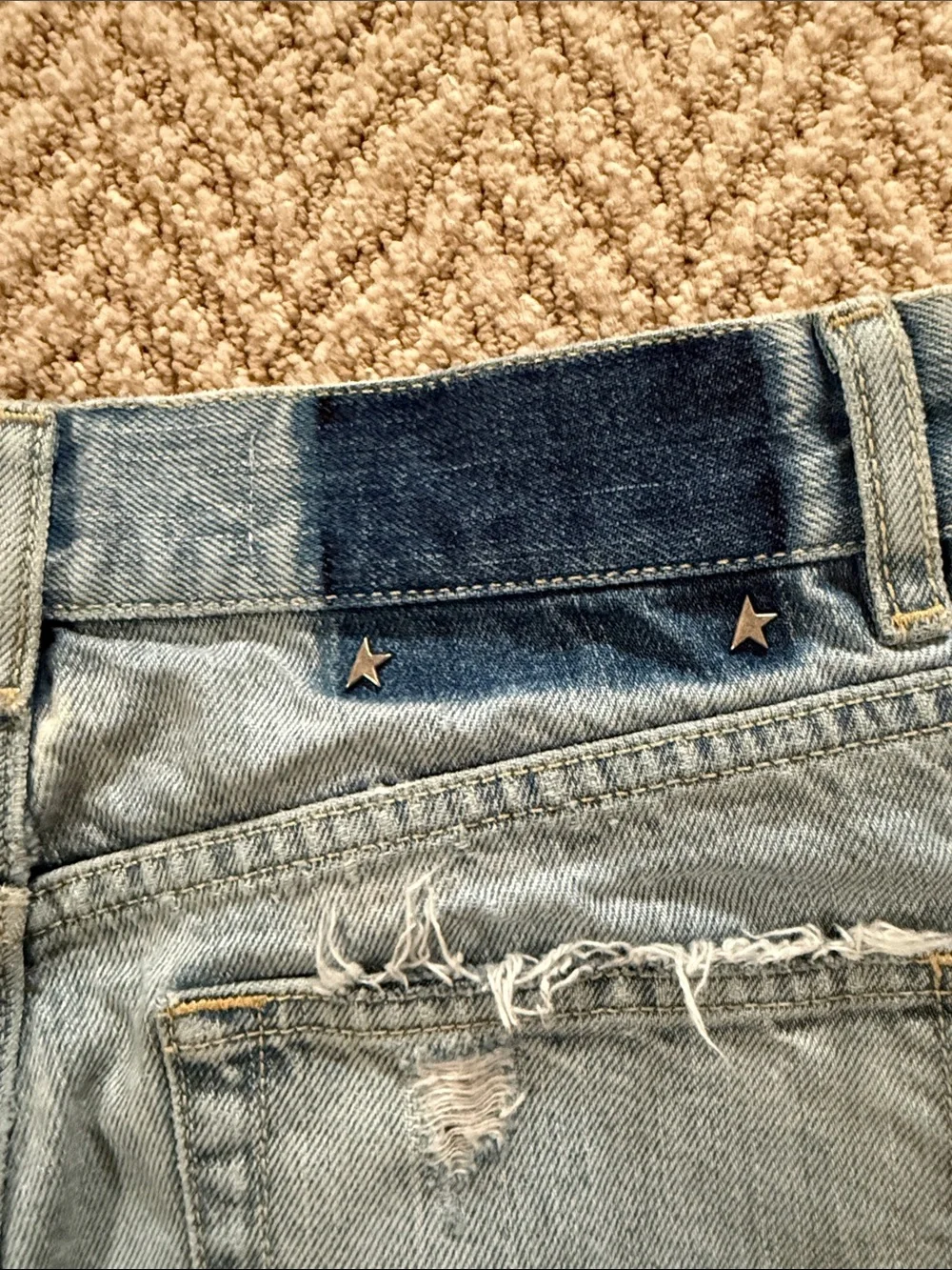 Golden Goose Light Blue Distressed Denim Shorts